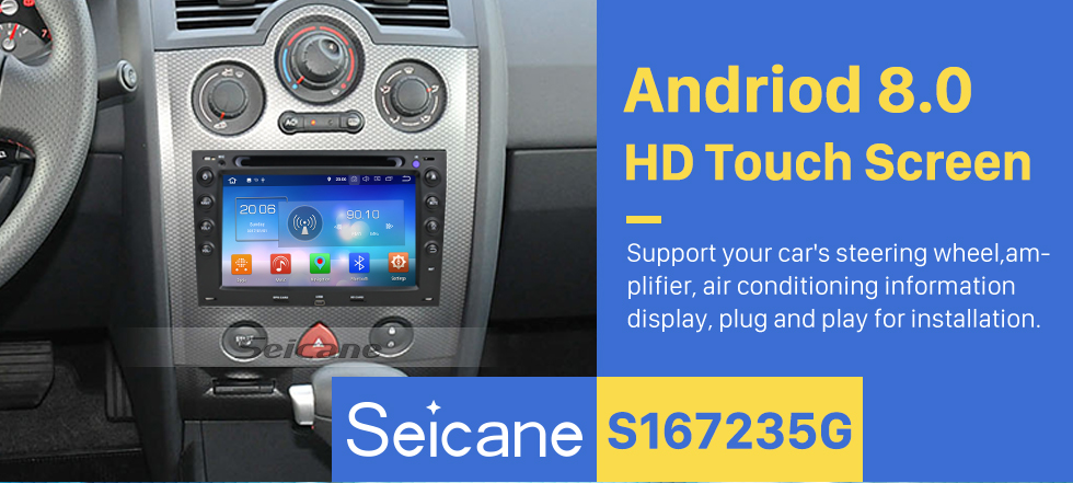 Seicane Android 8.0 Autoradio GPS stéréo pour 2003-2010 Renault Megane avec Bluetooth Miroir Lien OBD2 3G WiFi CD Lecteur de DVD Contrôle Volant Vidéo HD 1080p Seicane Android 8.0 Autoradio GPS stéréo pour 2003-2010 Renault Megane avec Bluetooth Miroir Lien OBD2 3G WiFi CD Lecteur de DVD Contrôle Volant Vidéo HD 1080p