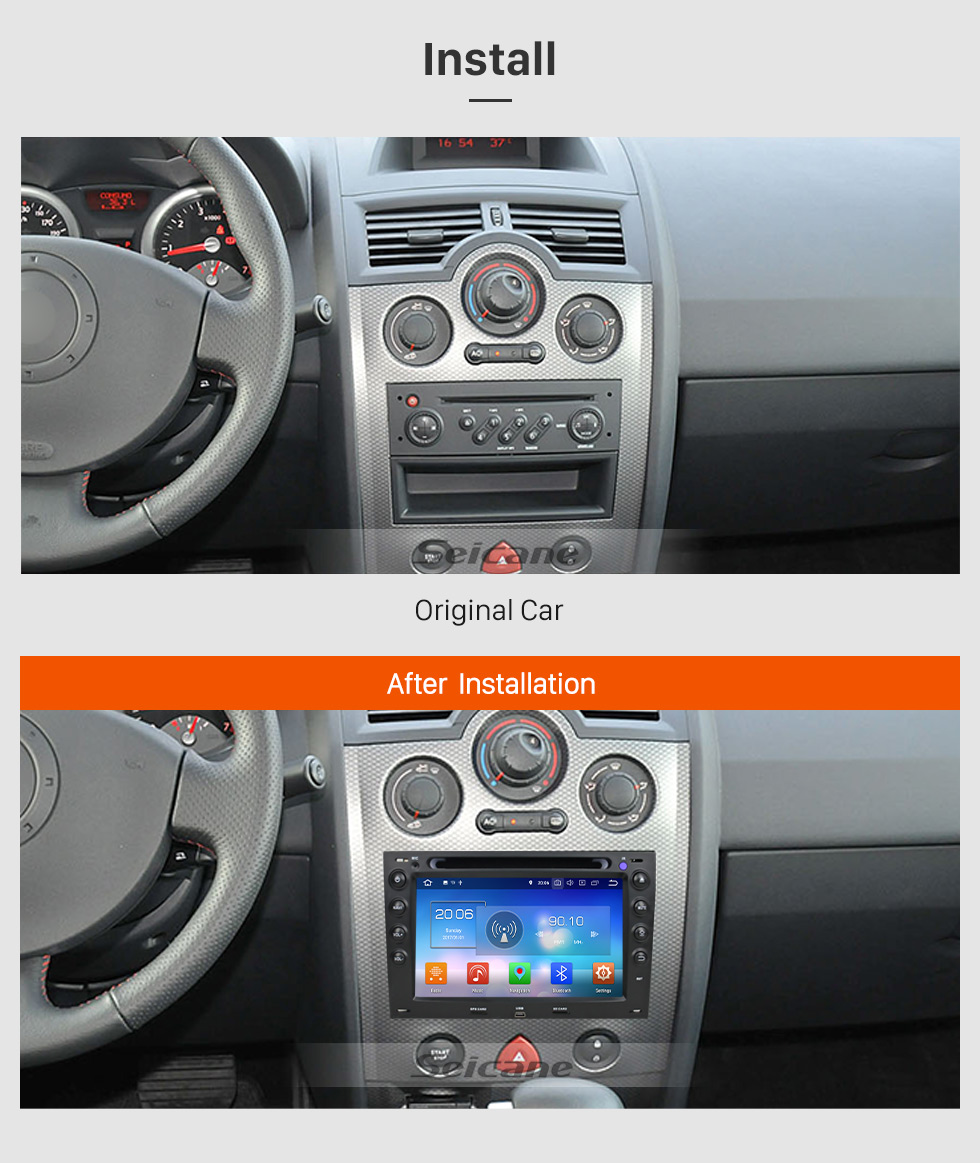 Seicane Android 8.0 Autoradio GPS stéréo pour 2003-2010 Renault Megane avec Bluetooth Miroir Lien OBD2 3G WiFi CD Lecteur de DVD Contrôle Volant Vidéo HD 1080p Seicane Android 8.0 Autoradio GPS stéréo pour 2003-2010 Renault Megane avec Bluetooth Miroir Lien OBD2 3G WiFi CD Lecteur de DVD Contrôle Volant Vidéo HD 1080p