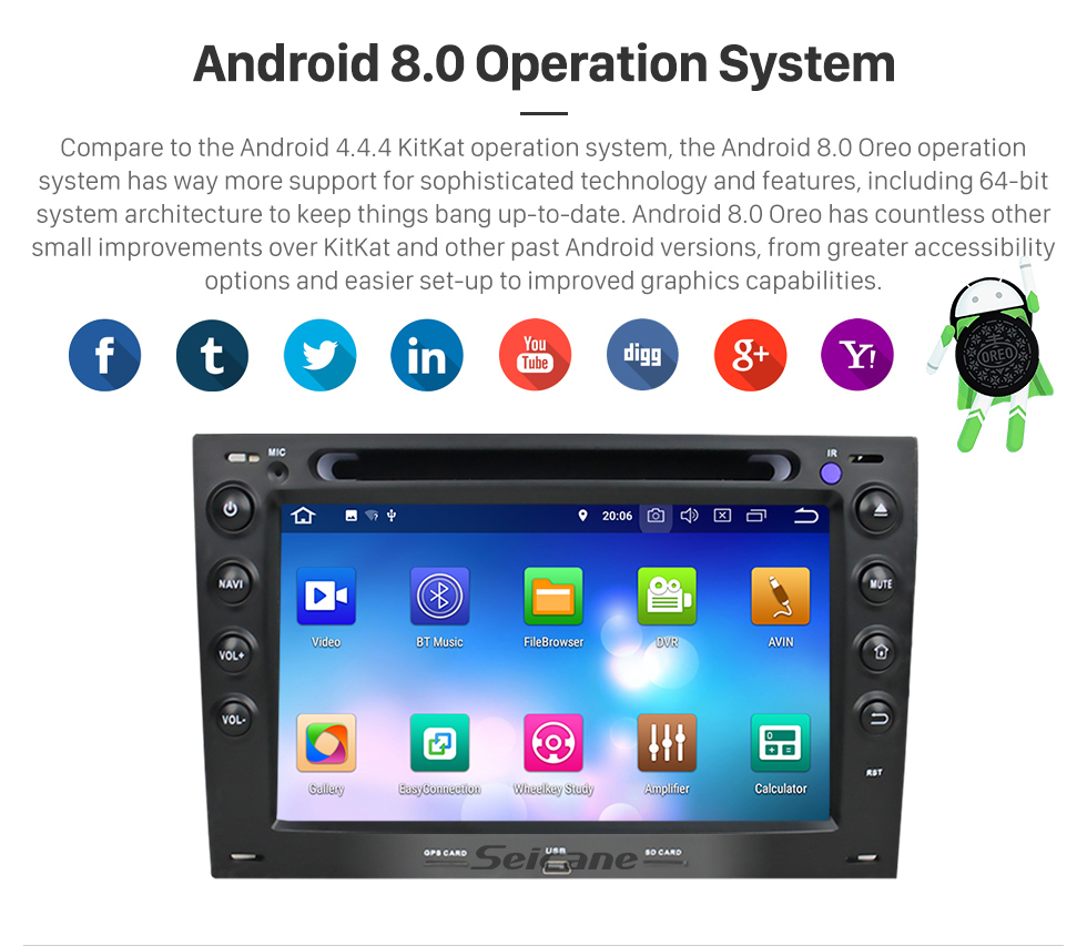 Seicane Android 8.0 Autoradio GPS stéréo pour 2003-2010 Renault Megane avec Bluetooth Miroir Lien OBD2 3G WiFi CD Lecteur de DVD Contrôle Volant Vidéo HD 1080p Seicane Android 8.0 Autoradio GPS stéréo pour 2003-2010 Renault Megane avec Bluetooth Miroir Lien OBD2 3G WiFi CD Lecteur de DVD Contrôle Volant Vidéo HD 1080p