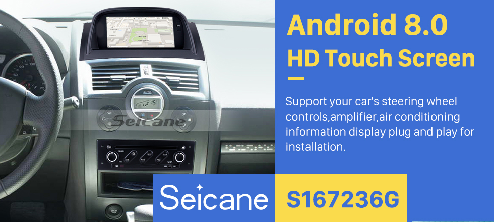 Seicane Android 8.0 écran tactile HD pour 2004-2009 Renault Megane II avec commande au volant caméra de recul Radio DVD GPS Système de navigation Bluetooth 4G WIFI Seicane Android 8.0 écran tactile HD pour 2004-2009 Renault Megane II avec commande au volant caméra de recul Radio DVD GPS Système de navigation Bluetooth 4G WIFI