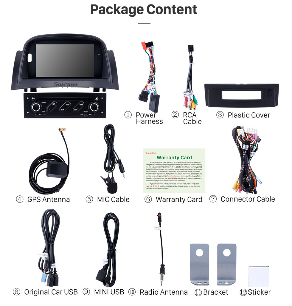 Seicane Android 8.0 écran tactile HD pour 2004-2009 Renault Megane II avec commande au volant caméra de recul Radio DVD GPS Système de navigation Bluetooth 4G WIFI Seicane Android 8.0 écran tactile HD pour 2004-2009 Renault Megane II avec commande au volant caméra de recul Radio DVD GPS Système de navigation Bluetooth 4G WIFI