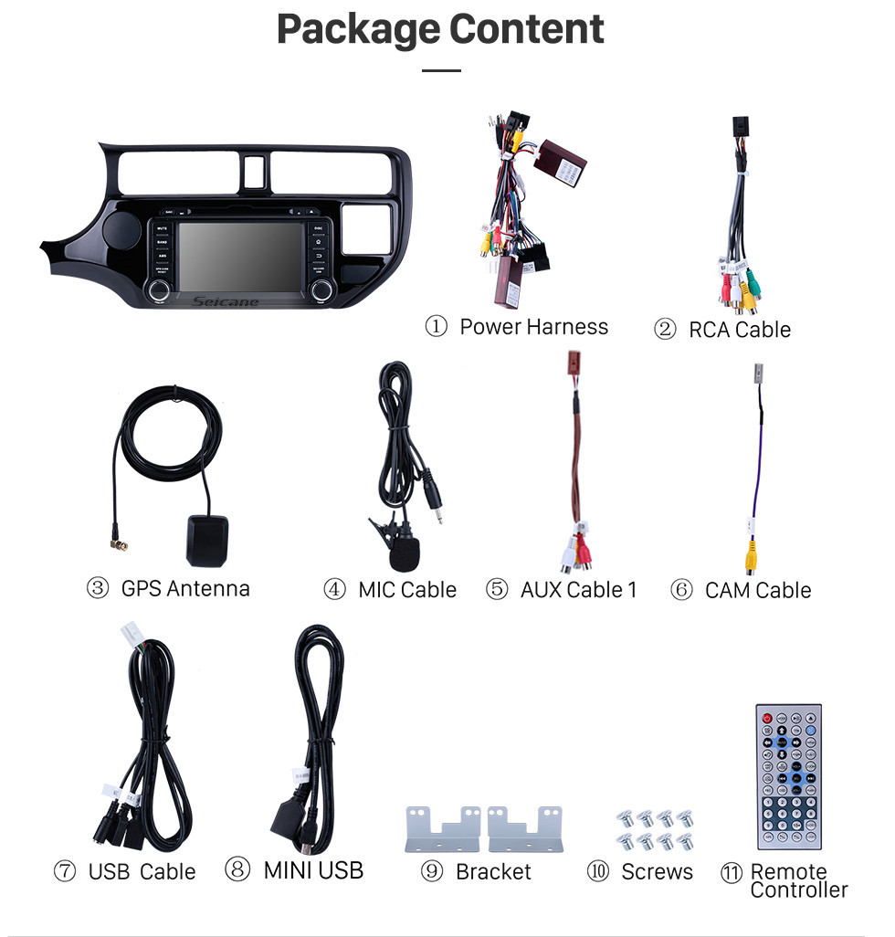 Seicane OEM Android 8.0 GPS navigation system for 2011 2012 KIA RIO with HD 1024*600 touch screen Radio Bluetooth DVD Player OBD2 DVR Rearview camera TV 1080P Video USB SD 3G WIFI Steering Wheel Control Mirror link Seicane OEM Android 8.0 GPS navigation system for 2011 2012 KIA RIO with HD 1024*600 touch screen Radio Bluetooth DVD Player OBD2 DVR Rearview camera TV 1080P Video USB SD 3G WIFI Steering Wheel Control Mirror link