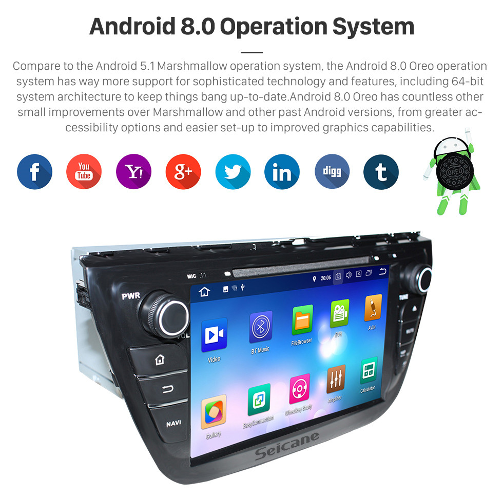 Seicane 8 inch 2013 2014 Suzuki S Cross Android 8.0 Radio DVD GPS navigation system with HD 1024*600 touch screen Bluetooth OBD2 DVR Rearview camera TV 1080P Video USB SD 3G WIFI Steering Wheel Control Mirror link Seicane 8 inch 2013 2014 Suzuki S Cross Android 8.0 Radio DVD GPS navigation system with HD 1024*600 touch screen Bluetooth OBD2 DVR Rearview camera TV 1080P Video USB SD 3G WIFI Steering Wheel Control Mirror link
