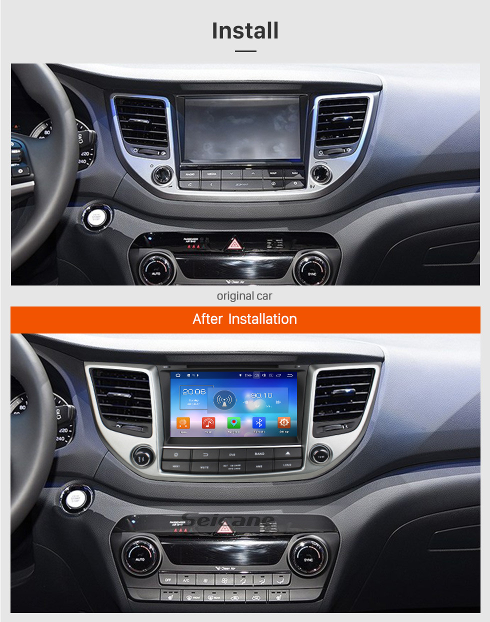 Seicane 2015 2016 Hyundai IX35 TUCSON (LHD) Android 8.0 HD 1024*600 touch screen DVD player GPS navigation system Radio Bluetooth OBD2 DVR Rearview camera TV 3G WIFI Steering Wheel Control USB 1080P Video Mirror link Seicane 2015 2016 Hyundai IX35 TUCSON (LHD) Android 8.0 HD 1024*600 touch screen DVD player GPS navigation system Radio Bluetooth OBD2 DVR Rearview camera TV 3G WIFI Steering Wheel Control USB 1080P Video Mirror link