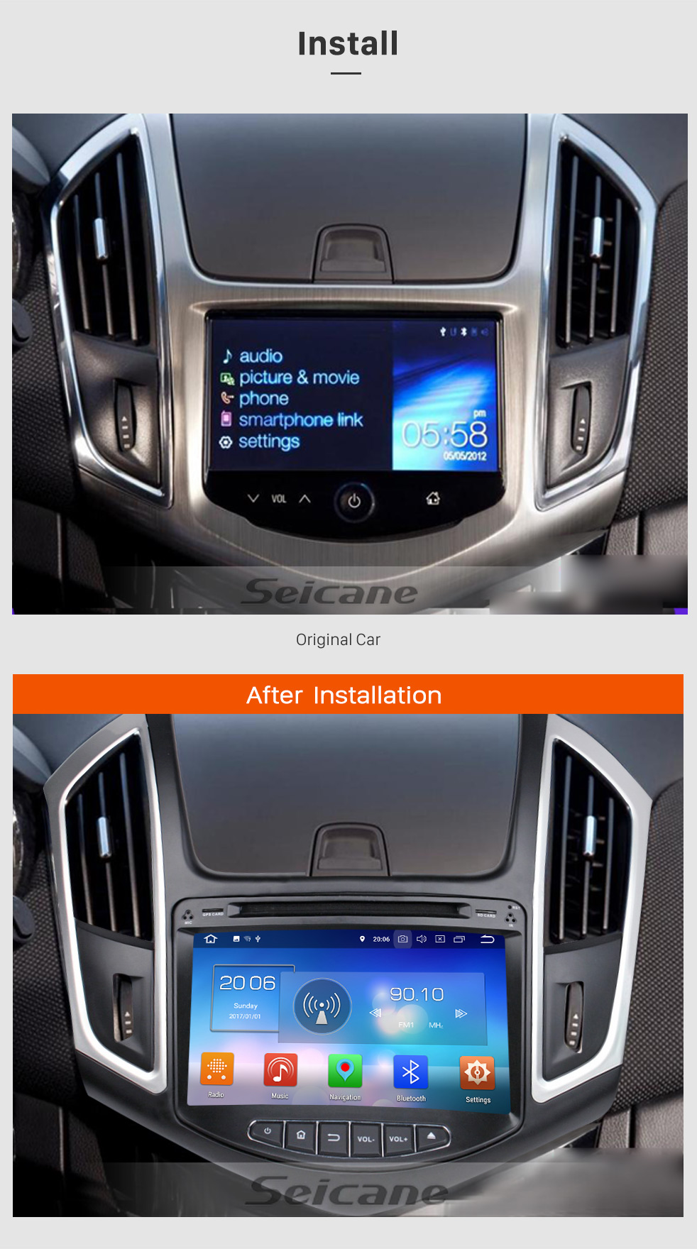 Seicane Android 8.0 Radio GPS navigation system Car Stereo for 2015 Chevy Chevrolet CRUZE with Bluetooth DVD player Mirror link HD 1024*600 touch screen OBD2 DVR Rearview camera TV 1080P Video 3G WIFI Steering Wheel Control USB Seicane Android 8.0 Radio GPS navigation system Car Stereo for 2015 Chevy Chevrolet CRUZE with Bluetooth DVD player Mirror link HD 1024*600 touch screen OBD2 DVR Rearview camera TV 1080P Video 3G WIFI Steering Wheel Control USB