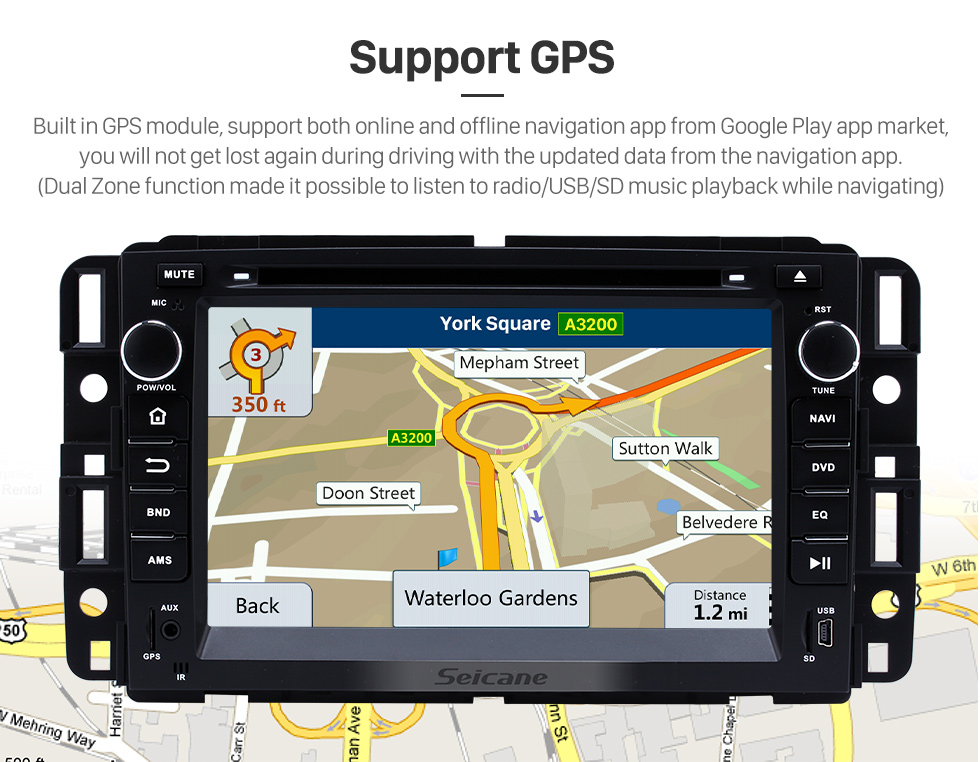 Seicane 2007-2012 GMC Tahoe Android 8.0 GPS navigation system DVD player Bluetooth Radio HD 1024*600 touch screen OBD2 DVR Rearview camera TV 1080P Video 4G WIFI Steering Wheel Control USB Mirror link Seicane 2007-2012 GMC Tahoe Android 8.0 GPS navigation system DVD player Bluetooth Radio HD 1024*600 touch screen OBD2 DVR Rearview camera TV 1080P Video 4G WIFI Steering Wheel Control USB Mirror link