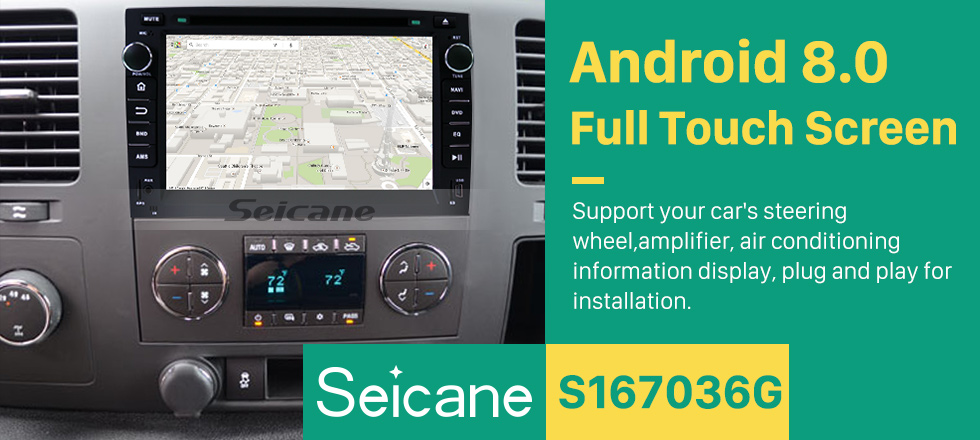 Seicane 2007-2012 GMC Tahoe Android 8.0 GPS navigation system DVD player Bluetooth Radio HD 1024*600 touch screen OBD2 DVR Rearview camera TV 1080P Video 4G WIFI Steering Wheel Control USB Mirror link Seicane 2007-2012 GMC Tahoe Android 8.0 GPS navigation system DVD player Bluetooth Radio HD 1024*600 touch screen OBD2 DVR Rearview camera TV 1080P Video 4G WIFI Steering Wheel Control USB Mirror link