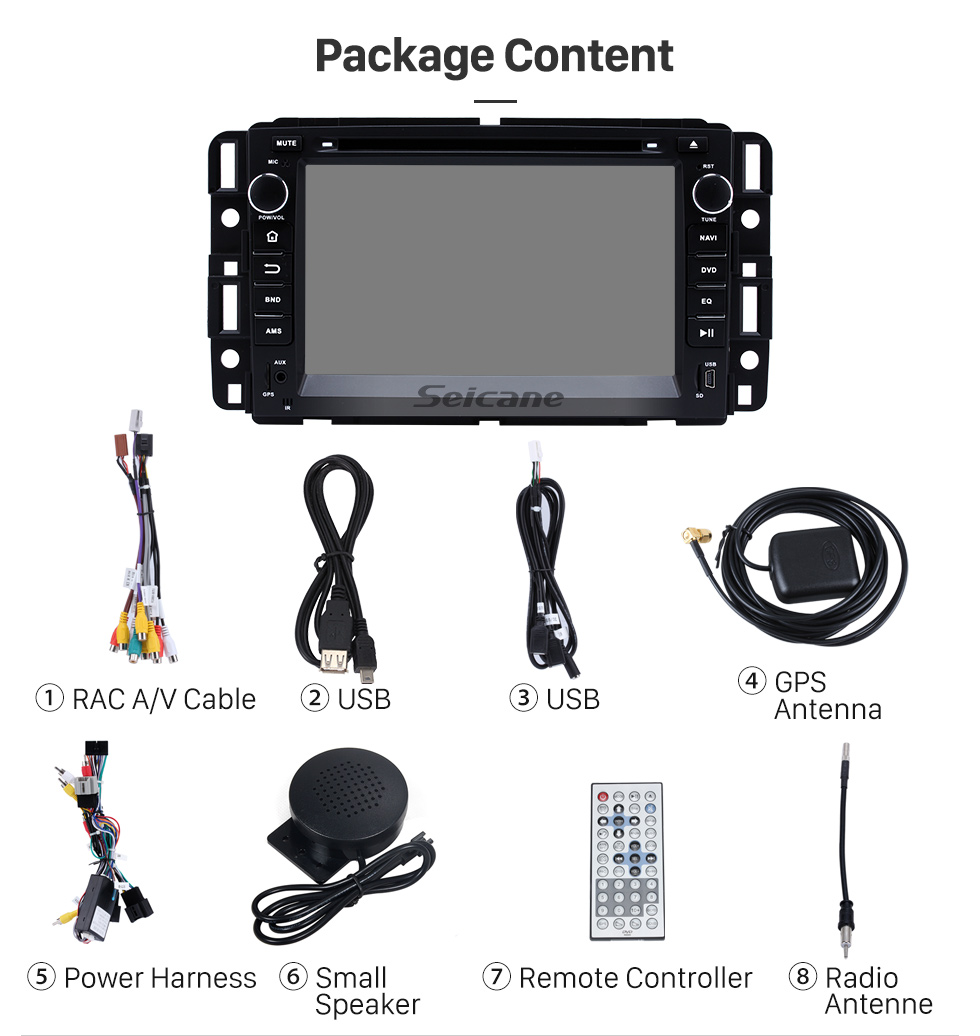 Seicane 2007-2012 GMC Tahoe Android 8.0 GPS navigation system DVD player Bluetooth Radio HD 1024*600 touch screen OBD2 DVR Rearview camera TV 1080P Video 4G WIFI Steering Wheel Control USB Mirror link Seicane 2007-2012 GMC Tahoe Android 8.0 GPS navigation system DVD player Bluetooth Radio HD 1024*600 touch screen OBD2 DVR Rearview camera TV 1080P Video 4G WIFI Steering Wheel Control USB Mirror link