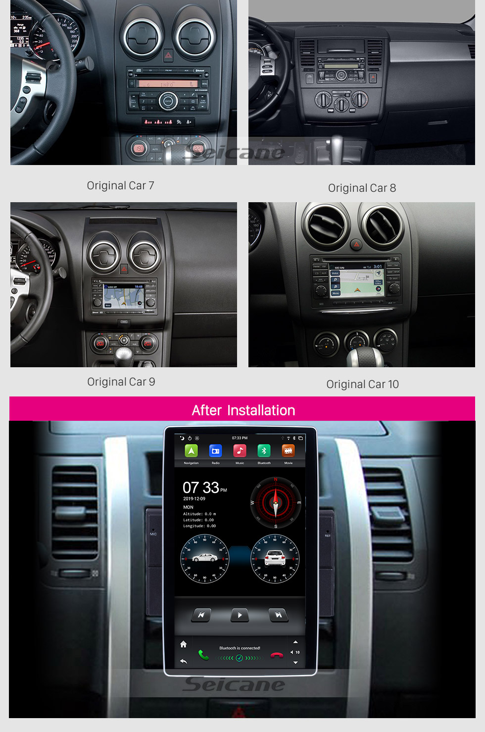 Seicane 12.8 inch GPS Navigation Universal Radio Android 8.1 With HD Touchscreen Bluetooth USB WIFI support DAB+ Rearview camera Seicane 12.8 inch GPS Navigation Universal Radio Android 8.1 With HD Touchscreen Bluetooth USB WIFI support DAB+ Rearview camera