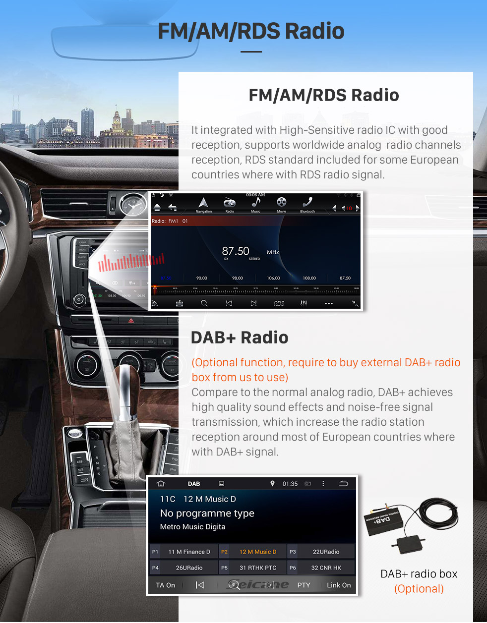 Seicane 12.8 inch GPS Navigation Universal Radio Android 8.1 With HD Touchscreen Bluetooth USB WIFI support DAB+ Rearview camera Seicane 12.8 inch GPS Navigation Universal Radio Android 8.1 With HD Touchscreen Bluetooth USB WIFI support DAB+ Rearview camera