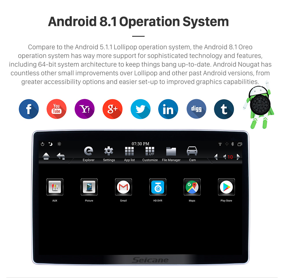 Seicane 12.8 inch GPS Navigation Universal Radio Android 8.1 With HD Touchscreen Bluetooth USB WIFI support DAB+ Rearview camera Seicane 12.8 inch GPS Navigation Universal Radio Android 8.1 With HD Touchscreen Bluetooth USB WIFI support DAB+ Rearview camera