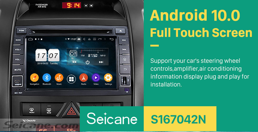 Seicane Android 10.0 Radio DVD Player Navigationssystem für KIA SORENTO 2010 2011 2012 mit Bluetooth HD Touchscreen Spiegelverbindung GPS OBD2 DVR USB WIFI Rückfahrkamera Carplay