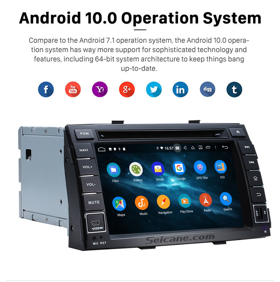 Seicane Android 10.0 Radio DVD Player Navigationssystem für KIA SORENTO 2010 2011 2012 mit Bluetooth HD Touchscreen Spiegelverbindung GPS OBD2 DVR USB WIFI Rückfahrkamera Carplay