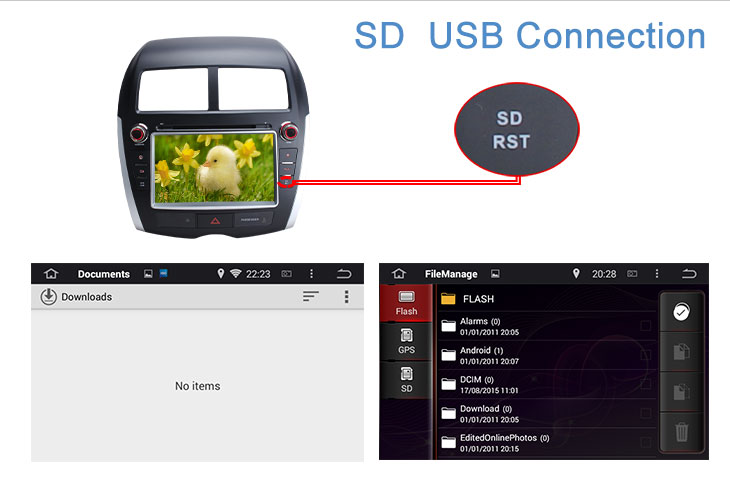 Seicane S168064 Quad-core Android 5.1.1 Radio GPS Audio System for 2010-2013 Mitsubishi ASX SD USB connection