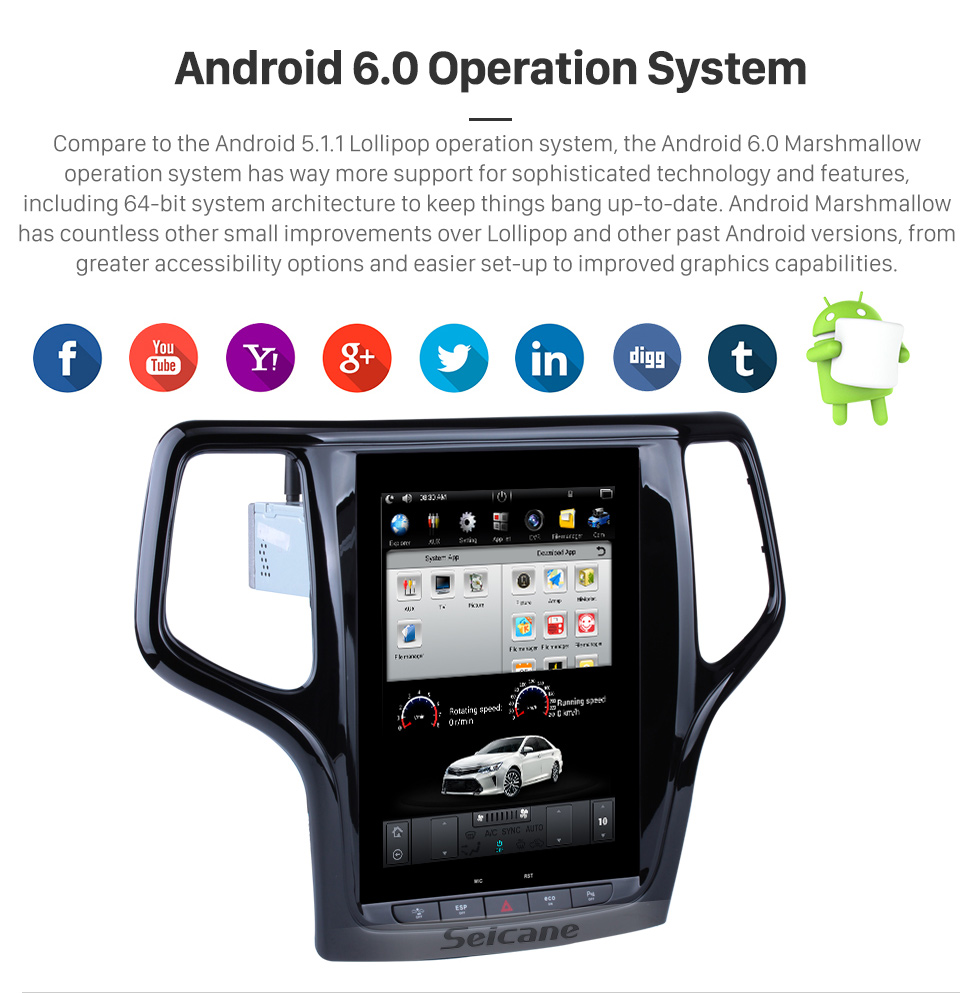 Seicane 10.4 inch HD Touch Screen Android 6.0 2012 2013 Jeep Grand Cherokee GPS Navigation Radio with Bluetooth WIFI Support Backup Camera Digital TV Seicane 10.4 inch HD Touch Screen Android 6.0 2012 2013 Jeep Grand Cherokee GPS Navigation Radio with Bluetooth WIFI Support Backup Camera Digital TV