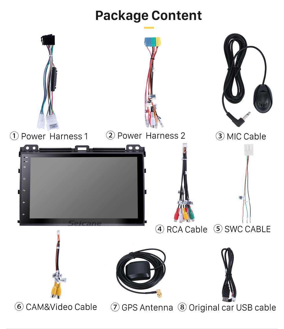 Seicane 9-дюймовый Android 9.0 на 2002-2009 гг. Toyota Prado Radio GPS навигационная система с Bluetooth HD с сенсорным экраном Поддержка USB Камера заднего вида 1080P Seicane 9-дюймовый Android 9.0 на 2002-2009 гг. Toyota Prado Radio GPS навигационная система с Bluetooth HD с сенсорным экраном Поддержка USB Камера заднего вида 1080P