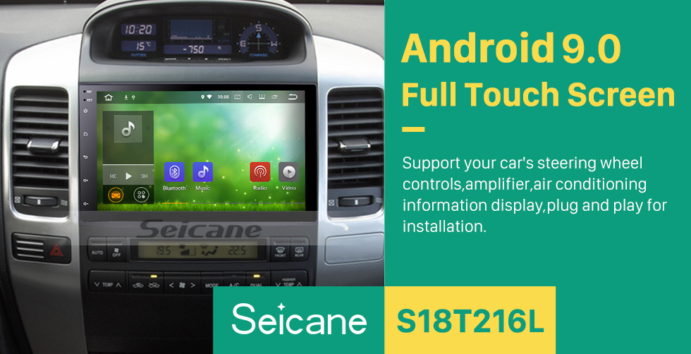 Seicane 9-дюймовый Android 9.0 на 2002-2009 гг. Toyota Prado Radio GPS навигационная система с Bluetooth HD с сенсорным экраном Поддержка USB Камера заднего вида 1080P Seicane 9-дюймовый Android 9.0 на 2002-2009 гг. Toyota Prado Radio GPS навигационная система с Bluetooth HD с сенсорным экраном Поддержка USB Камера заднего вида 1080P