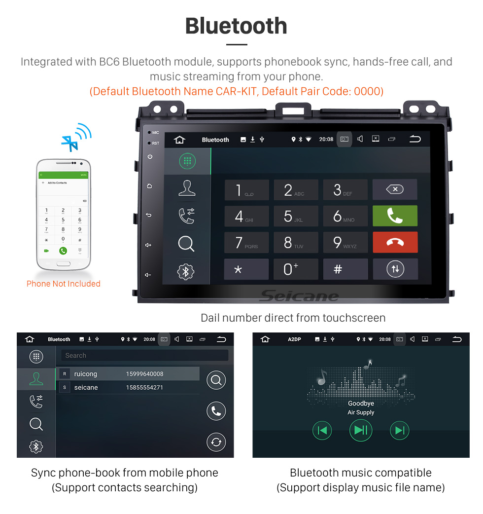 Seicane 9-дюймовый Android 9.0 на 2002-2009 гг. Toyota Prado Radio GPS навигационная система с Bluetooth HD с сенсорным экраном Поддержка USB Камера заднего вида 1080P Seicane 9-дюймовый Android 9.0 на 2002-2009 гг. Toyota Prado Radio GPS навигационная система с Bluetooth HD с сенсорным экраном Поддержка USB Камера заднего вида 1080P