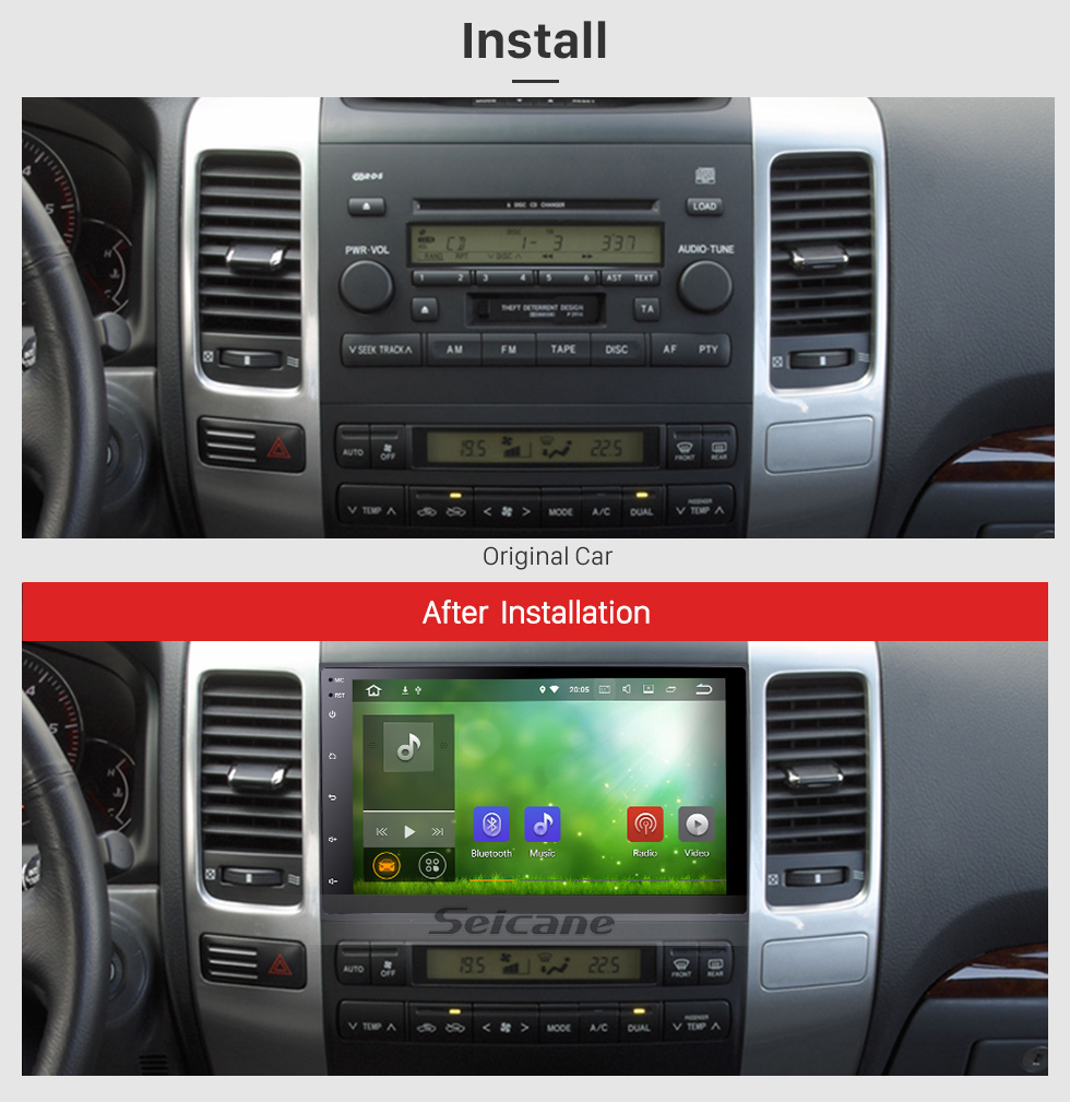 Seicane 9-дюймовый Android 9.0 на 2002-2009 гг. Toyota Prado Radio GPS навигационная система с Bluetooth HD с сенсорным экраном Поддержка USB Камера заднего вида 1080P Seicane 9-дюймовый Android 9.0 на 2002-2009 гг. Toyota Prado Radio GPS навигационная система с Bluetooth HD с сенсорным экраном Поддержка USB Камера заднего вида 1080P