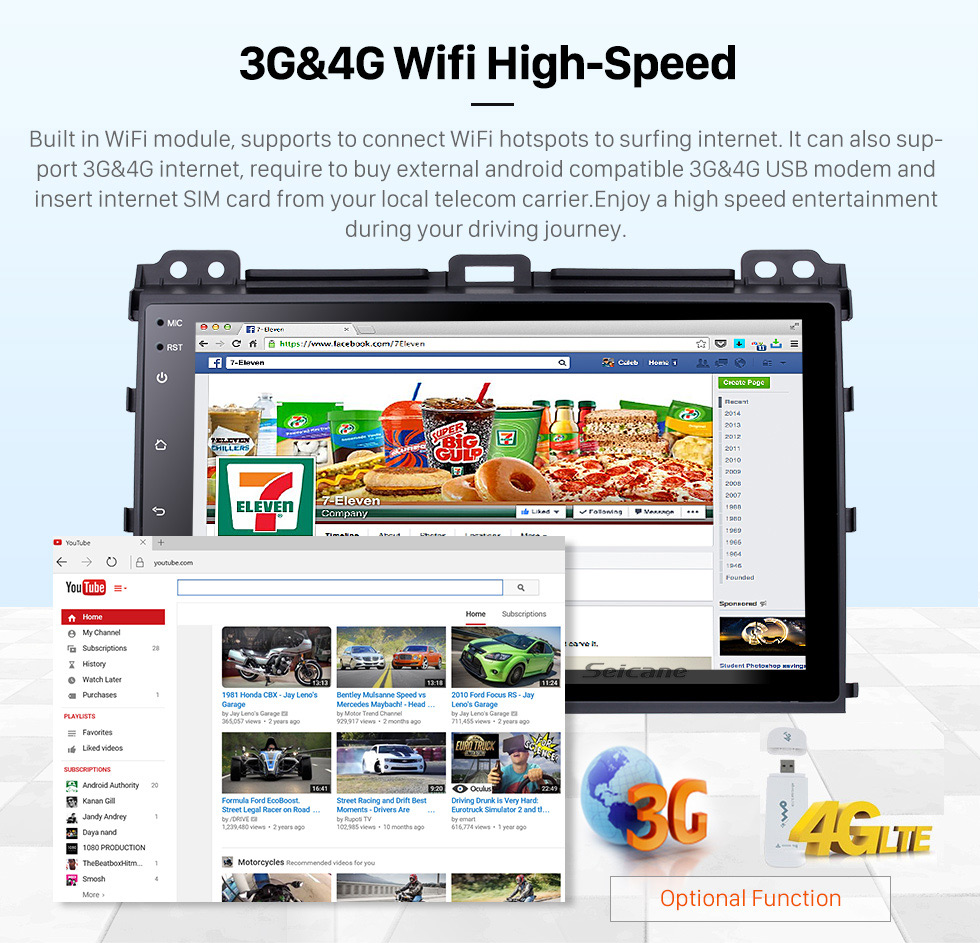 Seicane 9-дюймовый Android 9.0 на 2002-2009 гг. Toyota Prado Radio GPS навигационная система с Bluetooth HD с сенсорным экраном Поддержка USB Камера заднего вида 1080P Seicane 9-дюймовый Android 9.0 на 2002-2009 гг. Toyota Prado Radio GPS навигационная система с Bluetooth HD с сенсорным экраном Поддержка USB Камера заднего вида 1080P