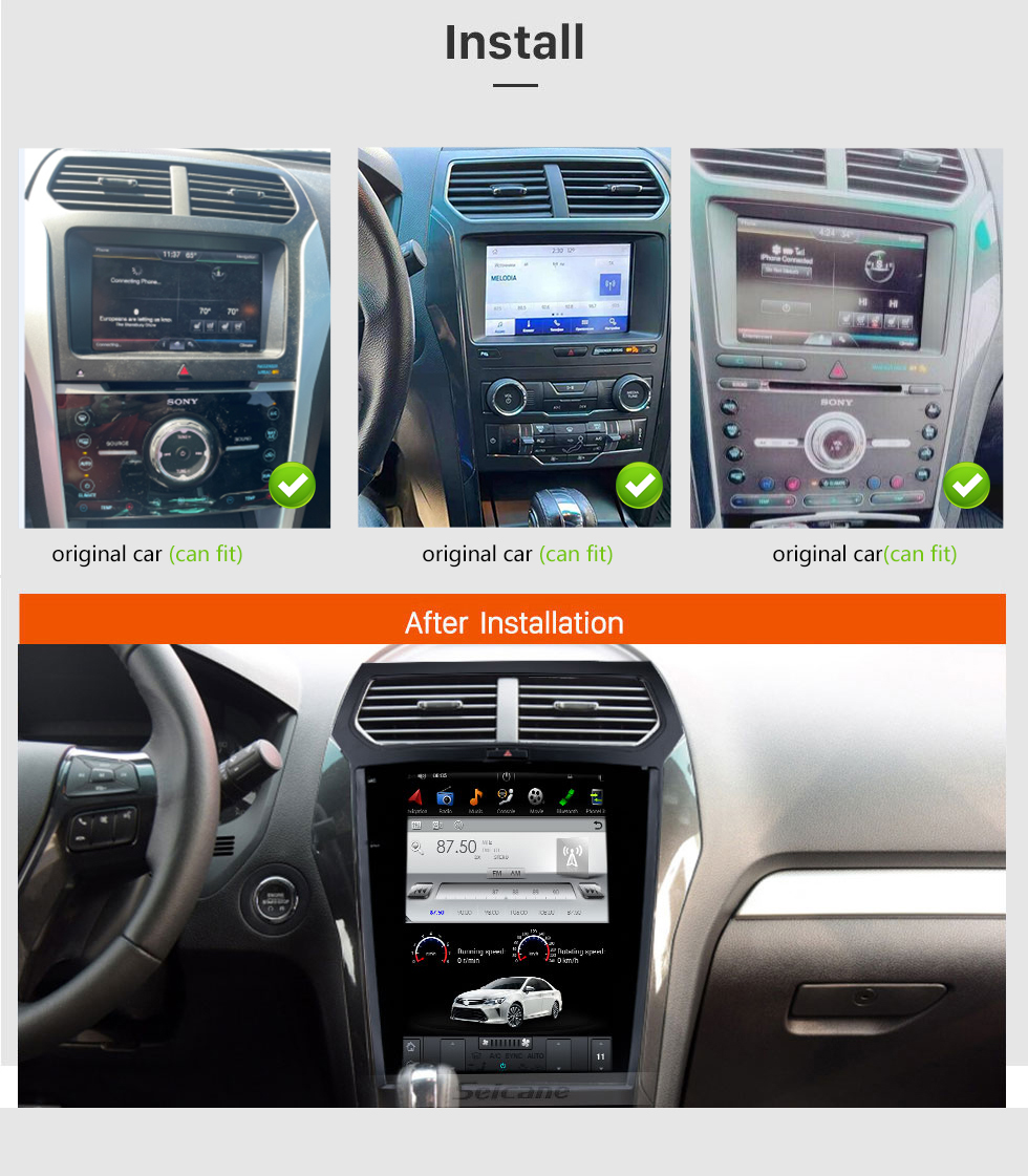 Seicane Écran tactile HD 12,1 pouces pour 2014-2019 Ford Explorer TX4003 autoradio stéréo Bluetooth Carplay système stéréo prise en charge caméra AHD