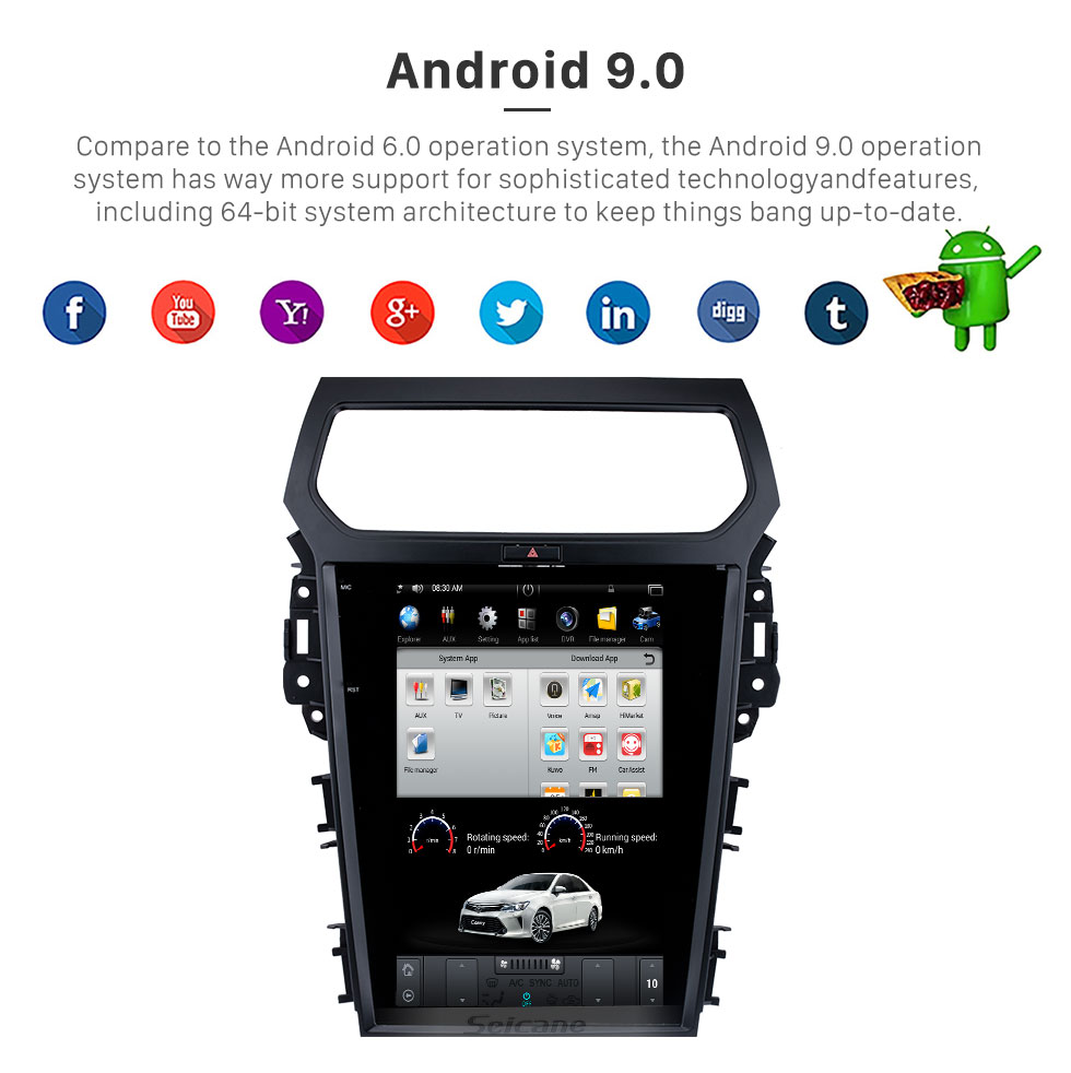 Seicane 12,1-Zoll-HD-Touchscreen für 2014–2019 Ford Explorer TX4003 Stereo-Autoradio Bluetooth Carplay-Stereoanlage unterstützt AHD-Kamera