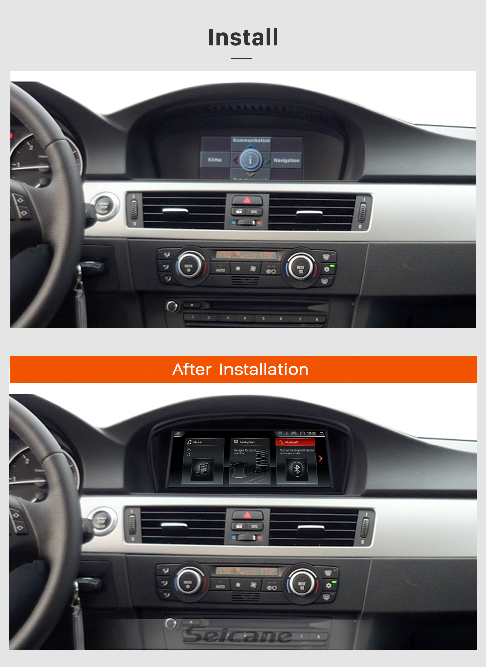 Seicane 8.8 inch Android 8.1 Touchscreen Radio for 2009-2012 BMW 3 Series E90 E91 E92 E93 316i 2005-2010 BMW 5 E60 E61 E62 CCC GPS Navigation Head unit Bluetooth Music USB WIFI SWC Seicane 8.8 inch Android 8.1 Touchscreen Radio for 2009-2012 BMW 3 Series E90 E91 E92 E93 316i 2005-2010 BMW 5 E60 E61 E62 CCC GPS Navigation Head unit Bluetooth Music USB WIFI SWC