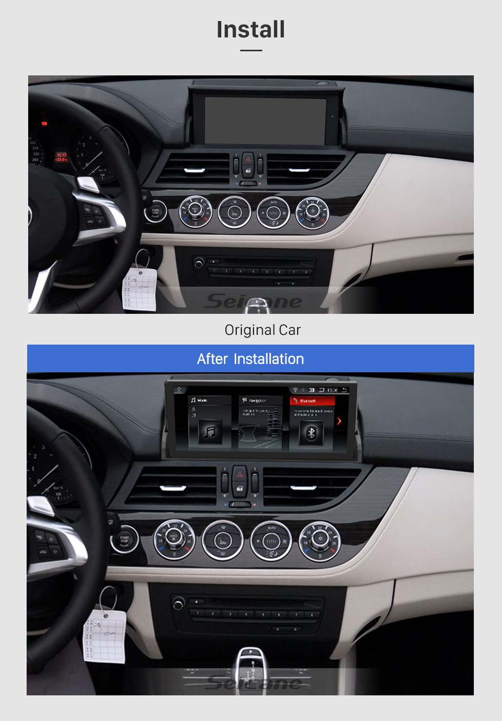 Seicane 10,25-дюймовый HD сенсорный экран Android 8.1 GPS-навигация Радио для 2009-2018 BMW Z4 E89 с поддержкой Bluetooth USB WIFI AUX Поддержка DVR SWC 3G Резервная камера