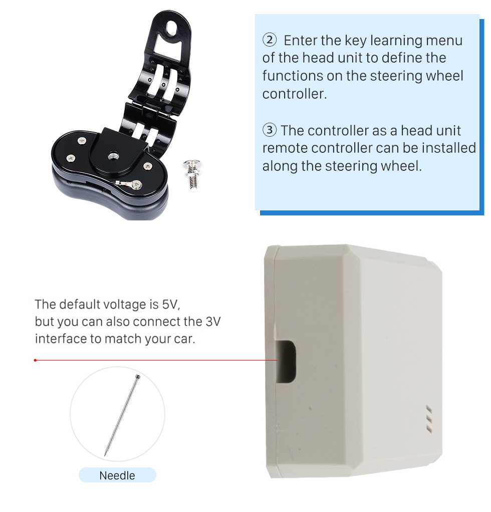 Seicane Multifuncional controlador volante sem fio universal para sistema de navegação GPS do carro DVD player