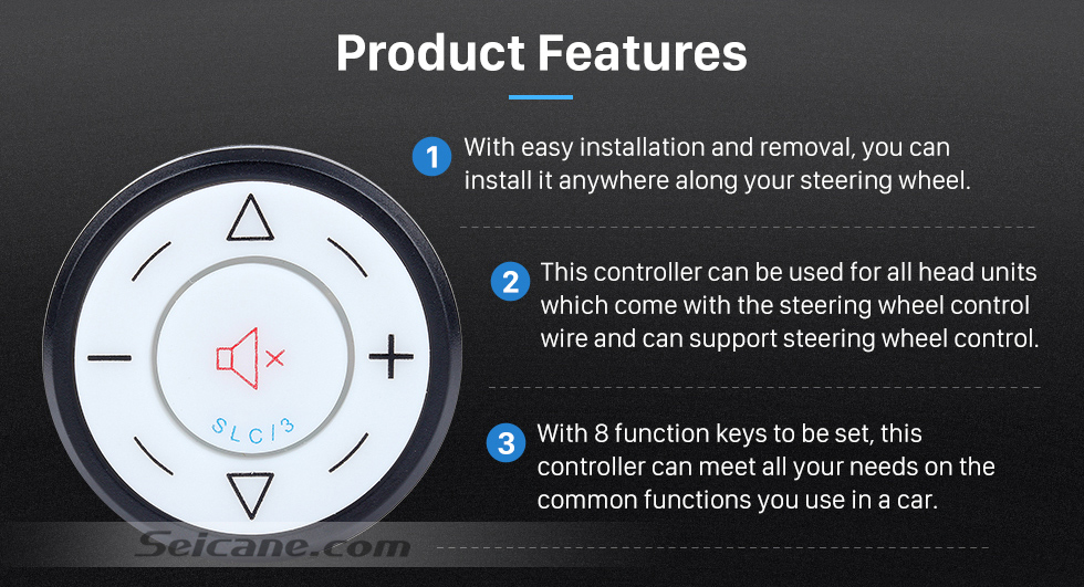Product Features Seicane Black Car Universal Wireless multifunctional Steering Wheel Controller for GPS Audio CD DVD Radio Product Features Seicane Black Car Universal Wireless multifunctional Steering Wheel Controller for GPS Audio CD DVD Radio