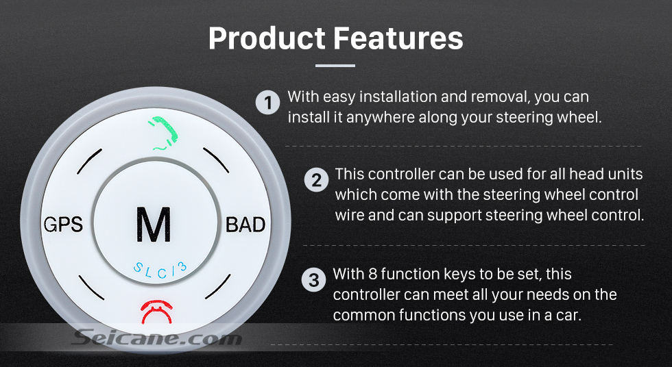 Product Features Seicane Silver Car Universal Wireless multifunctional Steering Wheel Controller for GPS Audio CD DVD Radio Product Features Seicane Silver Car Universal Wireless multifunctional Steering Wheel Controller for GPS Audio CD DVD Radio