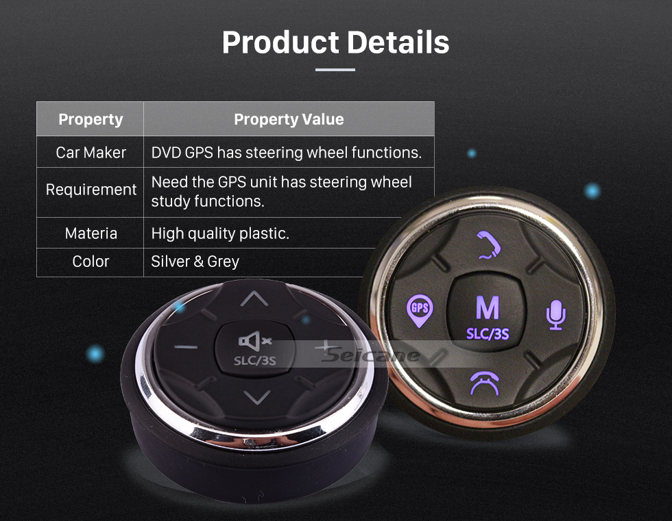 Seicane Car Universal Wireless multifunctional Steering Wheel Controller for GPS Audio CD DVD Radio Gray Seicane Car Universal Wireless multifunctional Steering Wheel Controller for GPS Audio CD DVD Radio Gray
