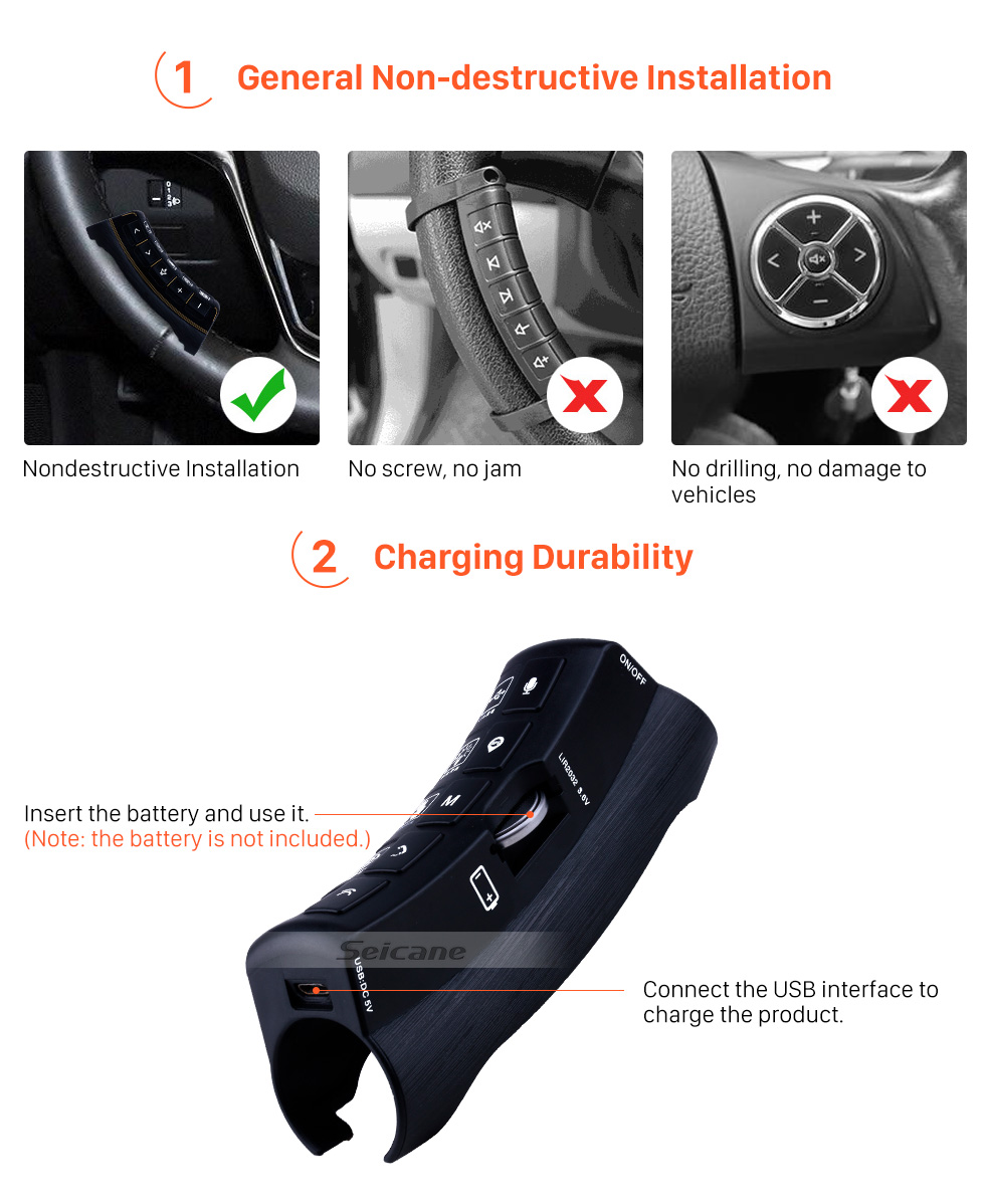 Seicane Universal multifunctional wireless steering wheel controller for Car DVD player GPS navigation system Seicane Universal multifunctional wireless steering wheel controller for Car DVD player GPS navigation system
