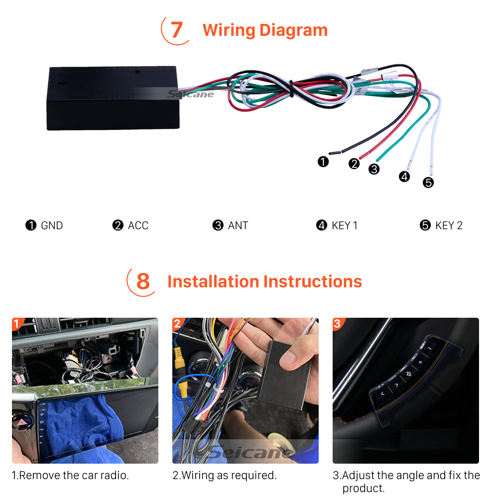 Seicane Universal multifunctional wireless steering wheel controller for Car DVD player GPS navigation system Seicane Universal multifunctional wireless steering wheel controller for Car DVD player GPS navigation system