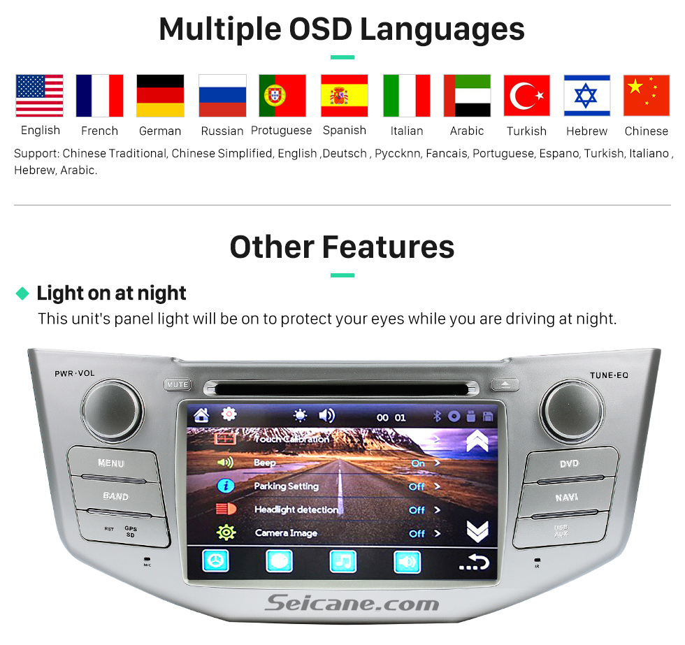 Multiple OSD Languages All-in-one 2003-2010 Lexus RX 300 330 350 400H Car Stereo-Radio GPS-Navigationssystem mit DVD-Player Bluetooth Musik-MP3-USB-SD-Aux-Unterstützungskamera DVR Lenkrad-Steuerung 1080P Multiple OSD Languages All-in-one 2003-2010 Lexus RX 300 330 350 400H Car Stereo-Radio GPS-Navigationssystem mit DVD-Player Bluetooth Musik-MP3-USB-SD-Aux-Unterstützungskamera DVR Lenkrad-Steuerung 1080P