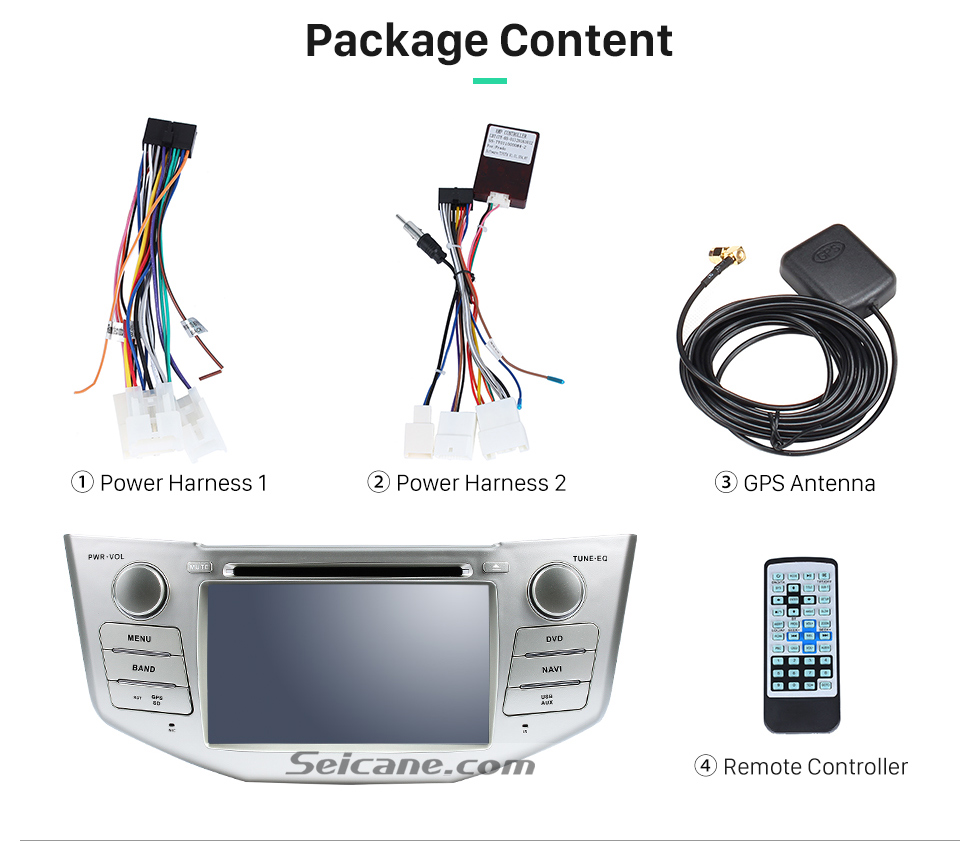 Package Content OEM 2004-2012 Toyota Harrier Bluetooth Music Radio DVD Player HD Touchscreen Car Stereo GPS Navigation System Steering Wheel Control 1080P Package Content OEM 2004-2012 Toyota Harrier Bluetooth Music Radio DVD Player HD Touchscreen Car Stereo GPS Navigation System Steering Wheel Control 1080P