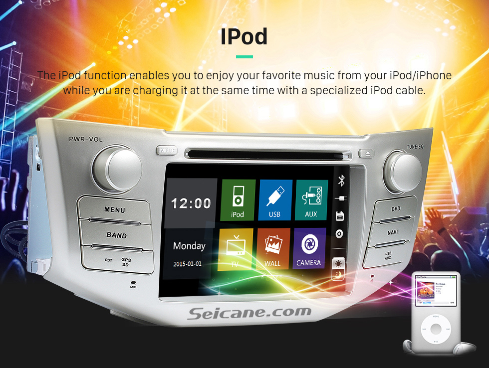 IPod OEM 2004-2012 Toyota Harrier Bluetooth Music Radio DVD Player HD Touchscreen Car Stereo GPS Navigation System Steering Wheel Control 1080P IPod OEM 2004-2012 Toyota Harrier Bluetooth Music Radio DVD Player HD Touchscreen Car Stereo GPS Navigation System Steering Wheel Control 1080P