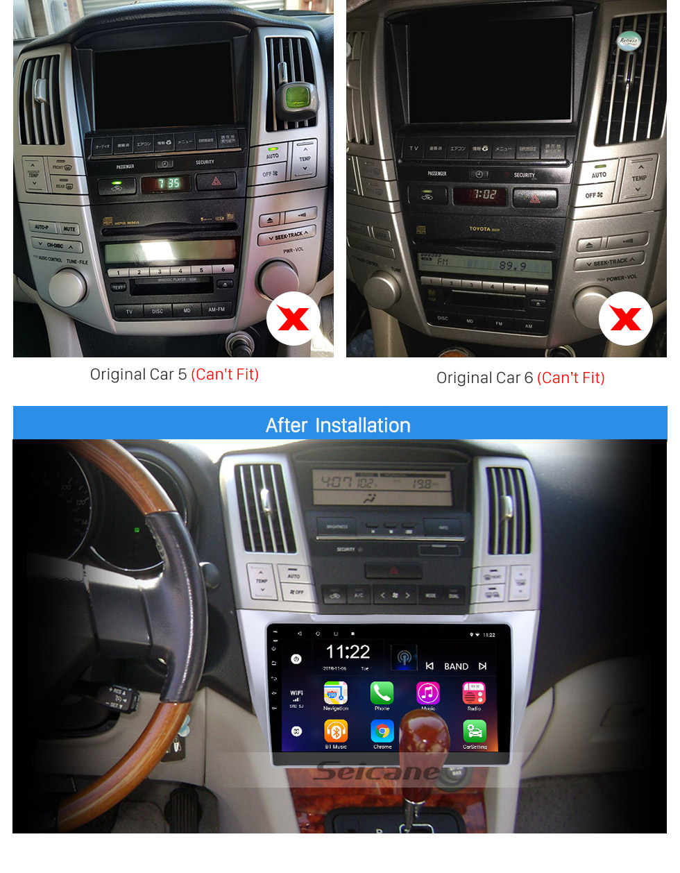 Seicane OEM 2004-2012 Toyota Harrier Bluetooth steering sistema de navegação de som do carro de rádio de música DVD player HD touchscreen GPS 1080P controle da roda