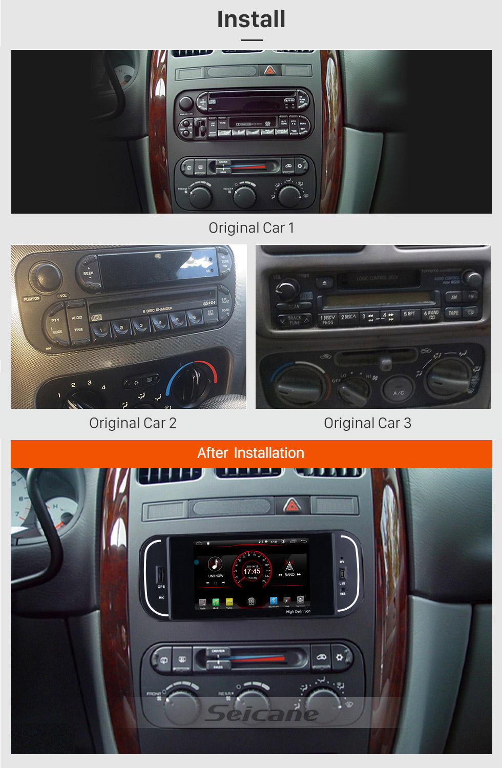 Seicane Android 8.1 HD TouchScreen Radio for 2003-2006 Jeep Wrangler with GPS Navigation System DVR WIFI OBD2 Bluetooth Steering Wheel control Mirror link 1080P TV USB SD Seicane Android 8.1 HD TouchScreen Radio for 2003-2006 Jeep Wrangler with GPS Navigation System DVR WIFI OBD2 Bluetooth Steering Wheel control Mirror link 1080P TV USB SD