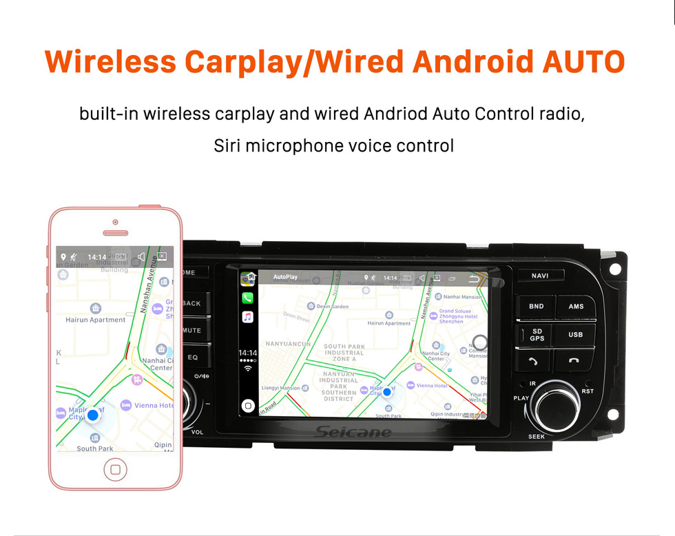 Seicane 5 Zoll Android 12.0 HD Touchscreen Radio für 2003-2006 Jeep Wrangler mit GPS Navigationssystem DVR WIFI OBD2 Bluetooth Lenkradsteuerung Spiegelverbindung 1080P TV USB