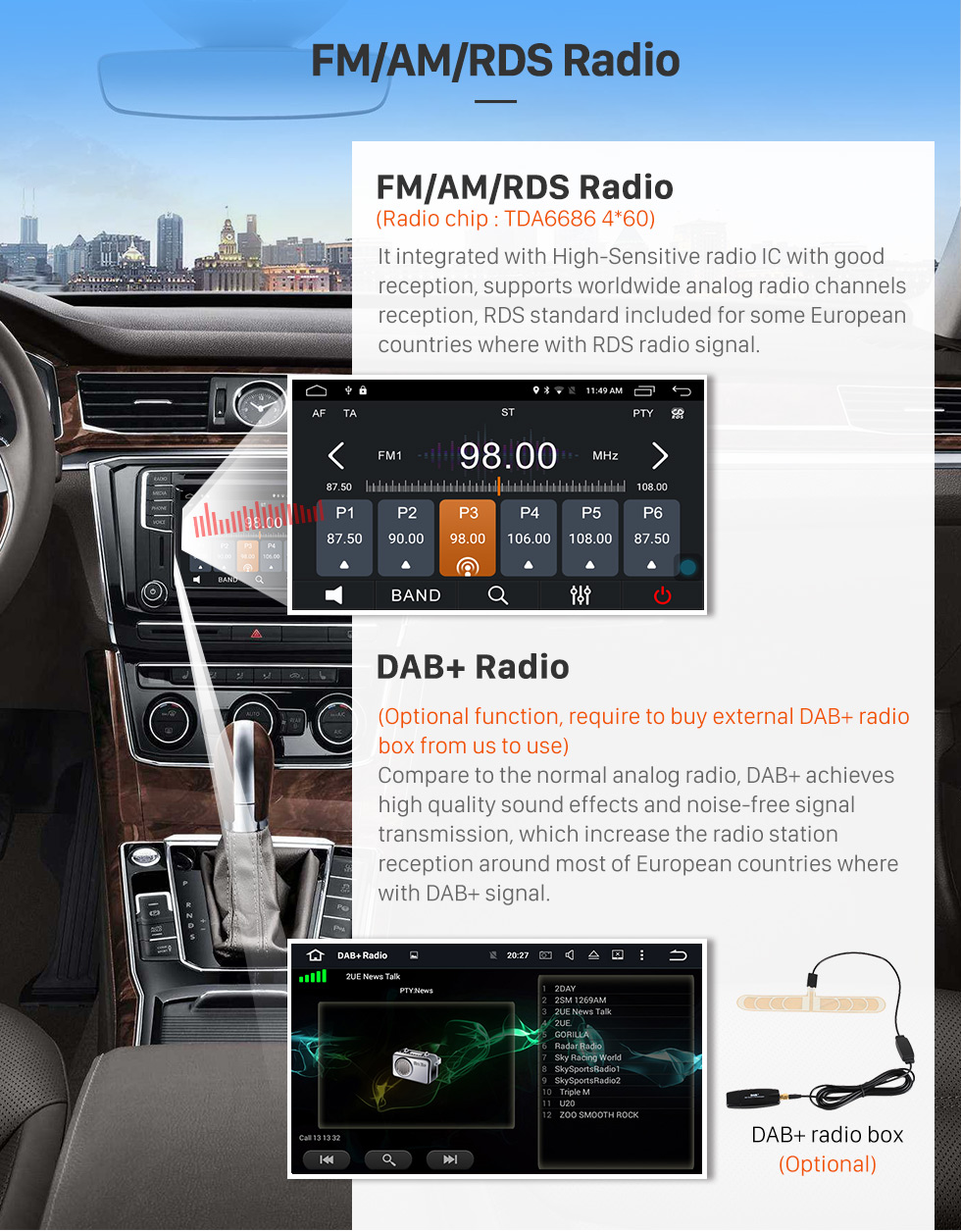 Seicane Radio à écran tactile Android 12.0 HD de 5 pouces pour Jeep Wrangler 2003-2006 avec système de navigation GPS DVR WIFI OBD2 Commande au volant Bluetooth Lien miroir 1080P TV USB