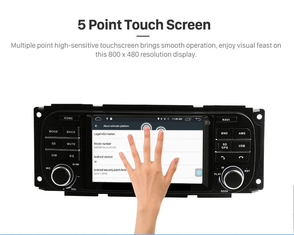 Seicane 5 polegadas Android 12.0 HD TouchScreen Radio para 2003-2006 Jeep Wrangler com sistema de navegação GPS DVR WIFI OBD2 Bluetooth Steering Wheel control Mirror link 1080P TV USB