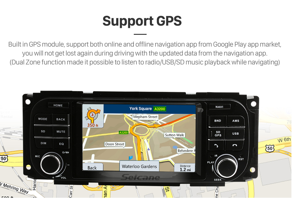 Seicane 5 polegadas Android 12.0 HD TouchScreen Radio para 2003-2006 Jeep Wrangler com sistema de navegação GPS DVR WIFI OBD2 Bluetooth Steering Wheel control Mirror link 1080P TV USB