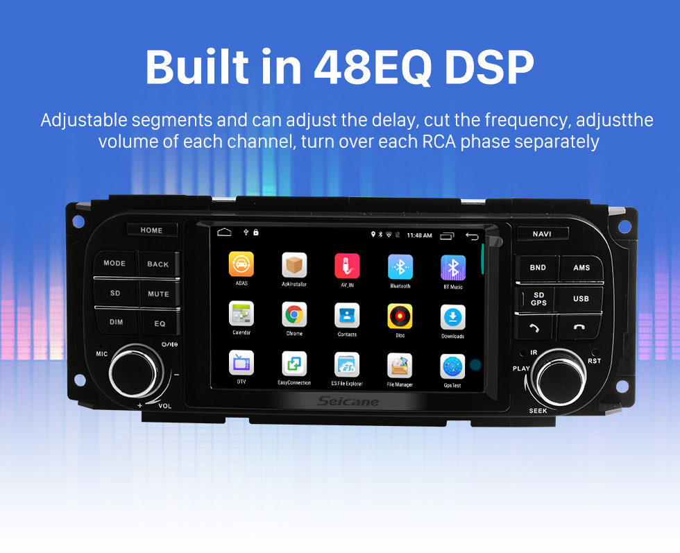 Seicane 5 Zoll Android 12.0 HD Touchscreen Radio für 2003-2006 Jeep Wrangler mit GPS Navigationssystem DVR WIFI OBD2 Bluetooth Lenkradsteuerung Spiegelverbindung 1080P TV USB