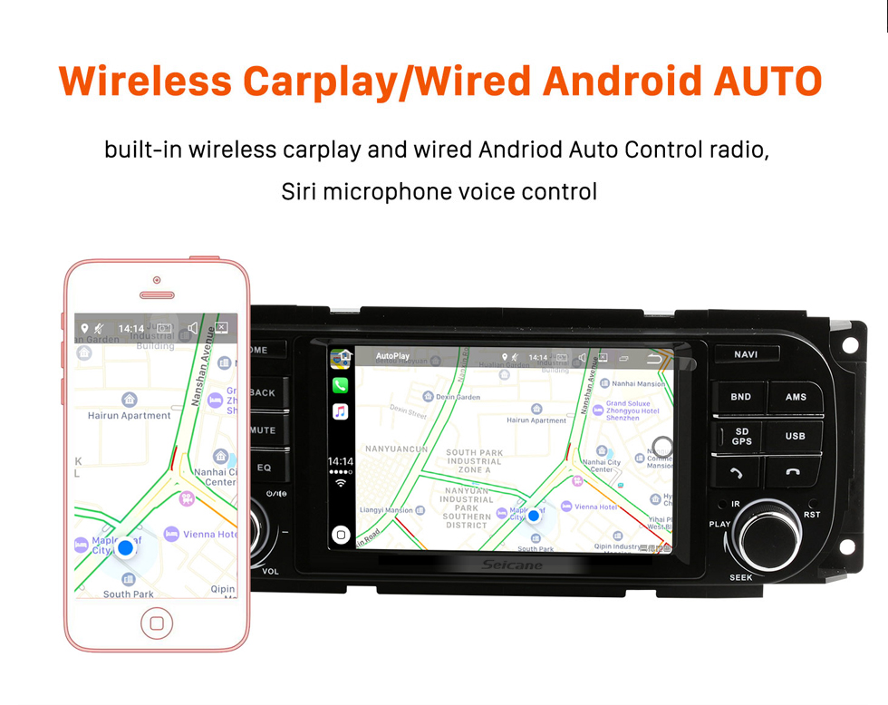 Seicane 5-дюймовый сенсорный экран Android 12.0 HD для Jeep Wrangler 2003-2006 гг. с системой GPS-навигации DVR WIFI OBD2 Bluetooth Управление на рулевом колесе Зеркальная связь 1080P TV USB