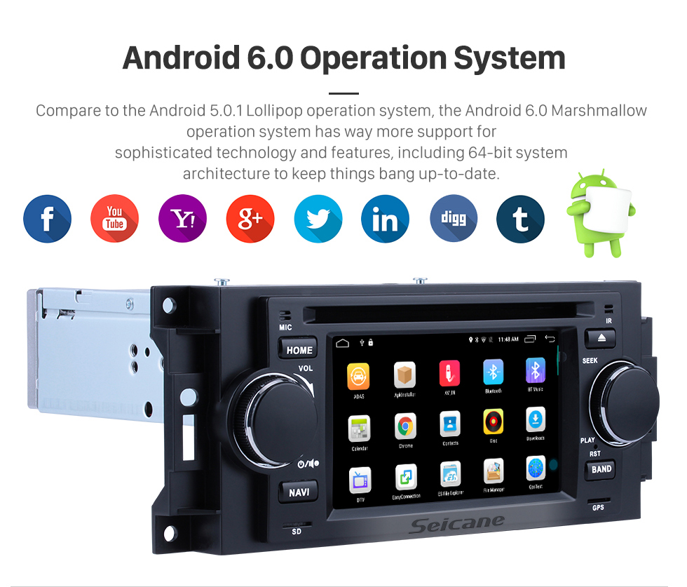 Seicane Android 6.0 HD Touchscreen Car Radio For 2002-2007 CHRYSLER 300C DVD Player GPS Navigation System Bluetooth Phone Music WIFI Support Digital TV DVR USB DAB+ OBDII Steering Wheel Control Backup Camera Seicane Android 6.0 HD Touchscreen Car Radio For 2002-2007 CHRYSLER 300C DVD Player GPS Navigation System Bluetooth Phone Music WIFI Support Digital TV DVR USB DAB+ OBDII Steering Wheel Control Backup Camera