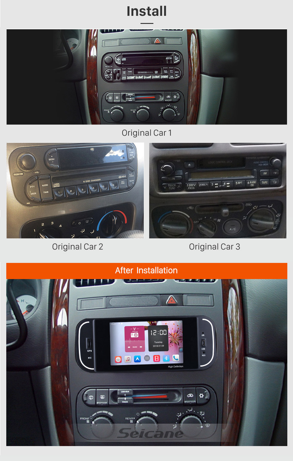 Seicane Android 6.0 HD Touchscreen For 2001-2007 Chrysler 300M PT Cruiser Sebring Concorde Grand Voyager Town & Country Radio GPS Navigation System Bluetooth Support Rearview Camera Seicane Android 6.0 HD Touchscreen For 2001-2007 Chrysler 300M PT Cruiser Sebring Concorde Grand Voyager Town & Country Radio GPS Navigation System Bluetooth Support Rearview Camera