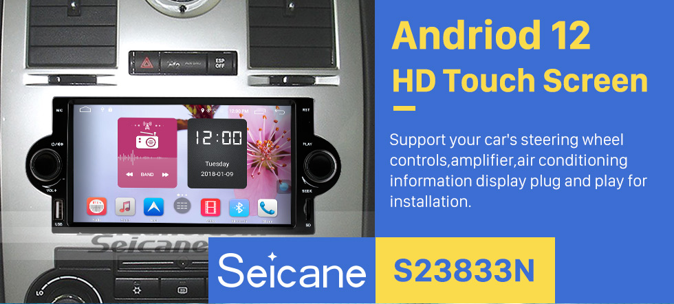 Seicane Aftermarket Android 8.1 Lecteur DVD Système de navigation GPS pour 2002-2007 Dodge Durango Dakota P/U avec OBD2 Bluetooth Radio Lien miroir Écran tactile DVR Caméra de recul TV USB SD 1080P Vidéo WIFI Commande au volant