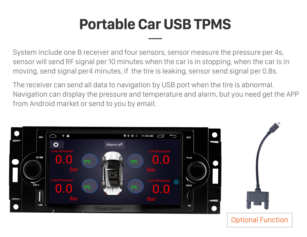 Seicane Aftermarket Android 8.1 DVD Player GPS Navigationssystem für 2002-2007 Dodge Durango Dakota P/U mit OBD2 Bluetooth Radio Mirror Link Touchscreen DVR Rückfahrkamera TV USB SD 1080P Video WIFI Lenkradsteuerung