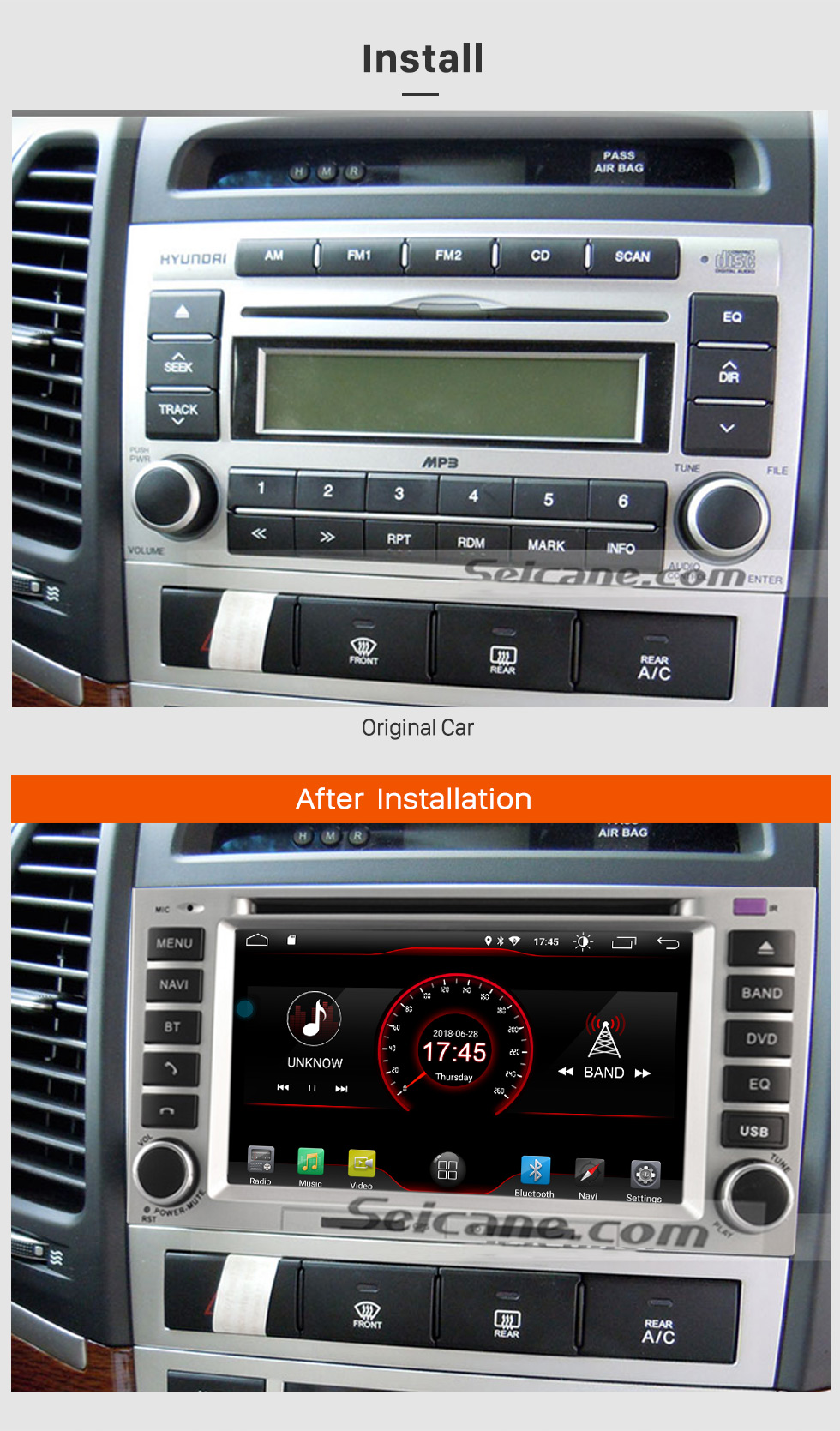 Seicane Android 8.1 Car GPS Navigation System for 2006-2012 HYUNDAI SANTA FE with Radio OBD2 DVD Player Bluetooth WiFi Mirror Link Seicane Android 8.1 Car GPS Navigation System for 2006-2012 HYUNDAI SANTA FE with Radio OBD2 DVD Player Bluetooth WiFi Mirror Link